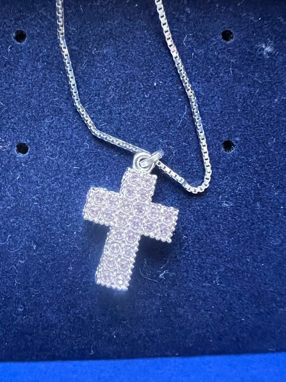 Swarovski Pink Crystal Cross Pendant Necklace Full Pavé Silver Tone RARE Y2K 3D
